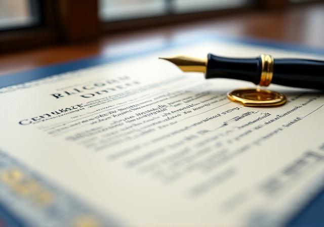 Meticulously crafted legal document with gold seal